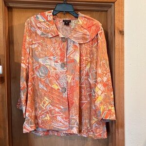 Multiples Orange and Yellow Abstract Cape Jacket